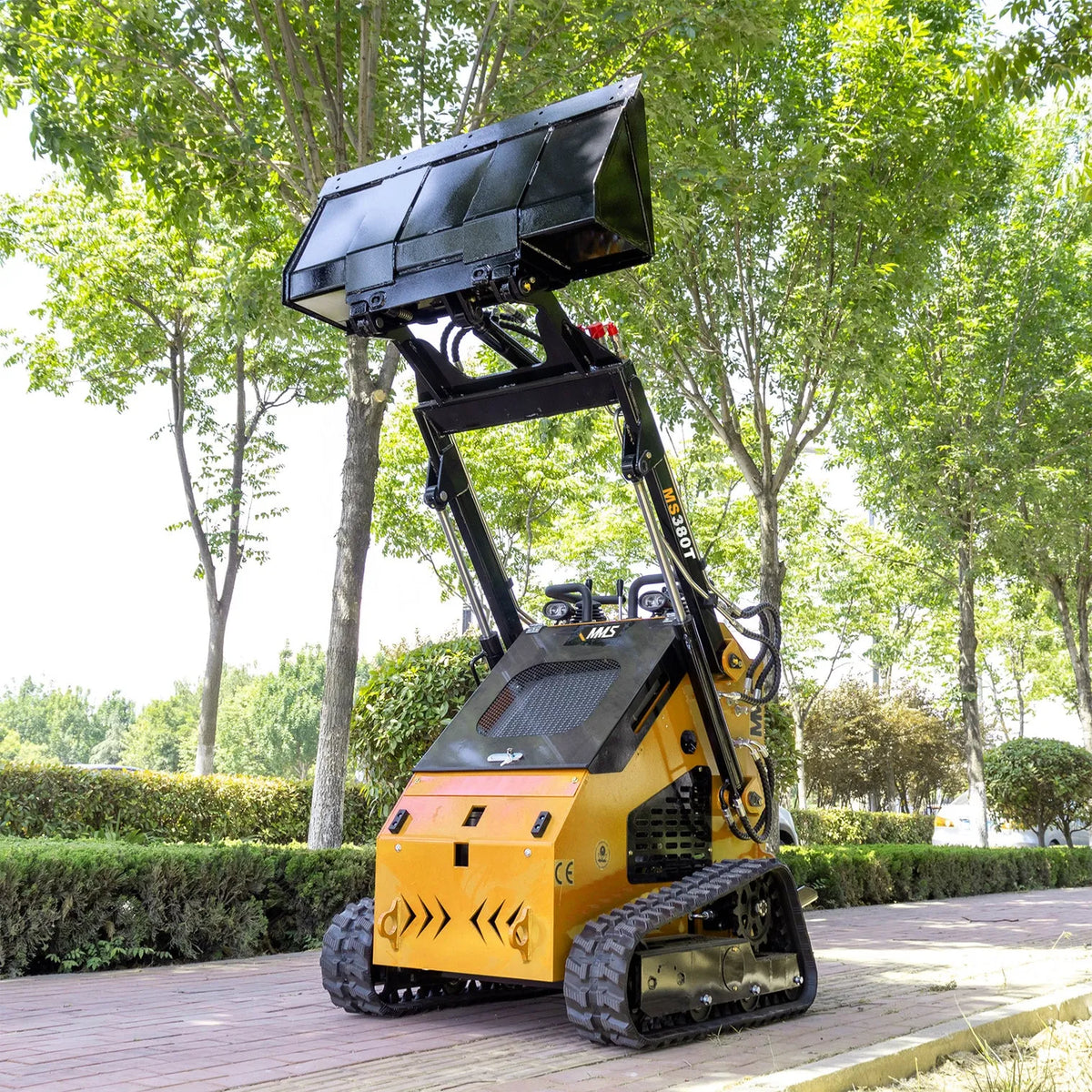 Mms Mini Skid Steer Loader with 46 inch Bucket, 22hp Multifunction Stand-On Crawler Skid Steer Machine, Hydraulic Drive Compact Track Loader