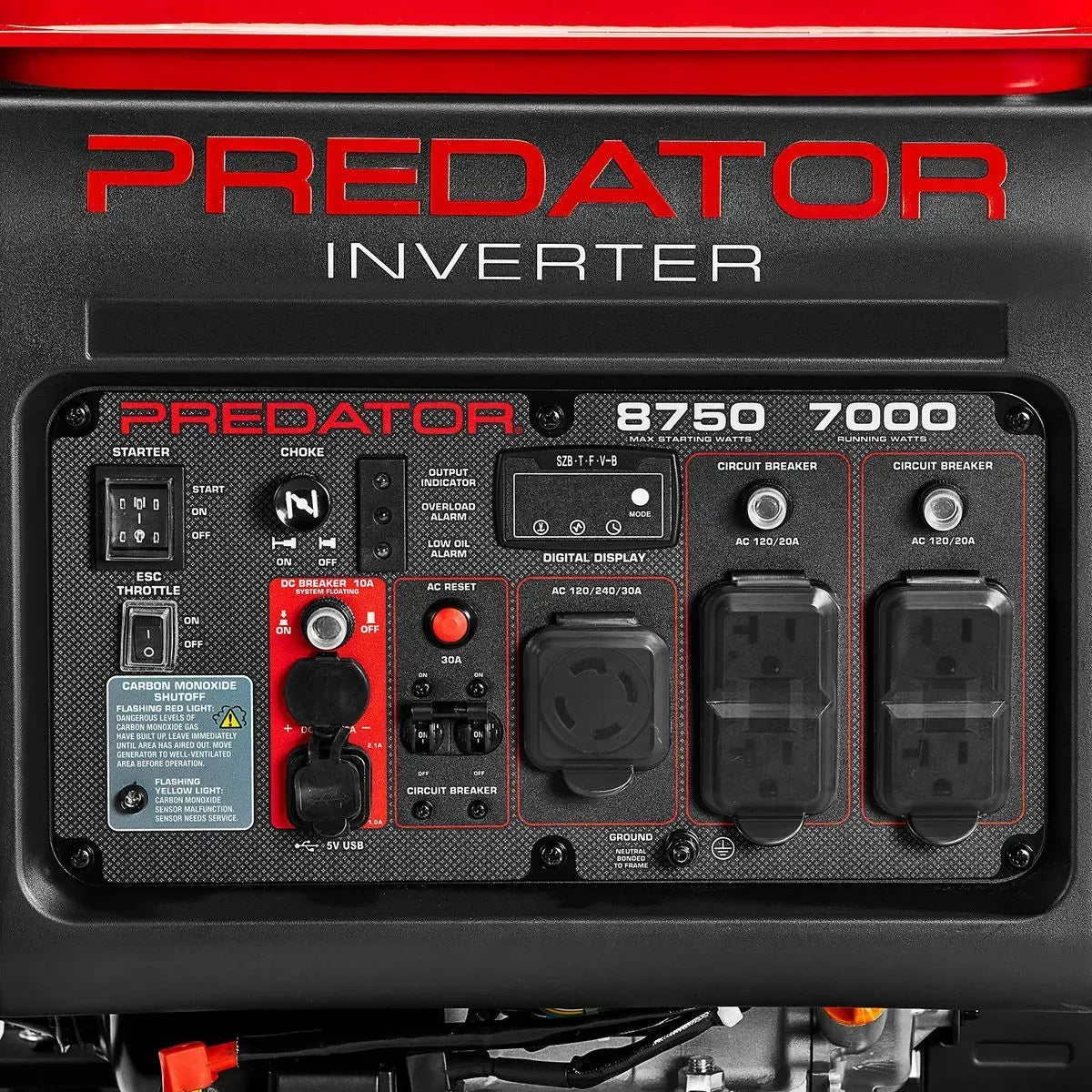 Predator 8750 Watt Open-Frame Inverter Generator With Co Secure Technology