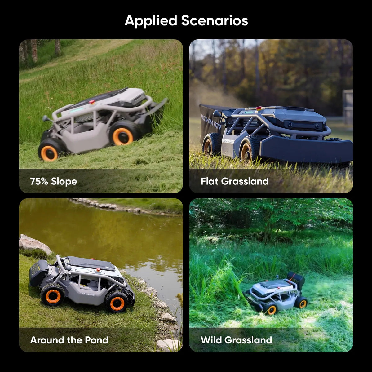 Mowrator S1 4WD 18Ah Remote Control Lawn Mower 21″ Mow, Vac and Plow Bundle