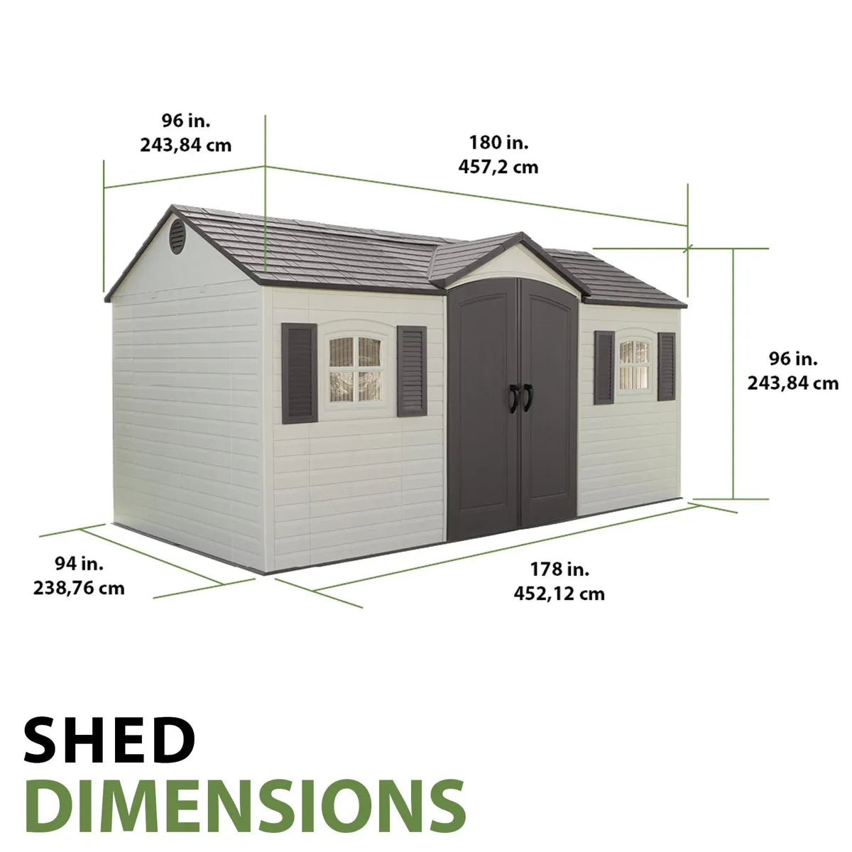 15 Ft. x 8 Ft. High-Density Polyethylene (Plastic) Outdoor Storage Shed