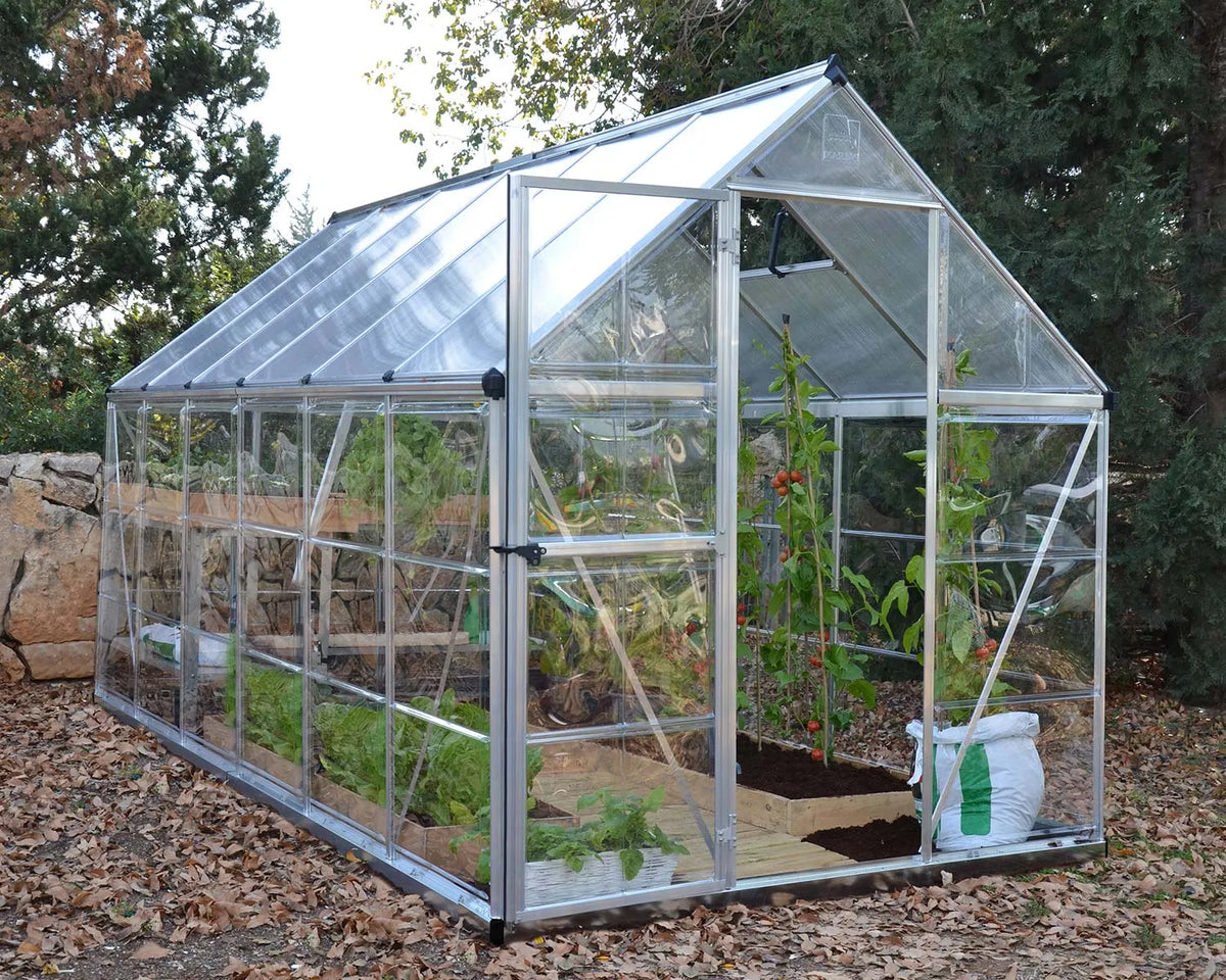 Hybrid 6′ x 12′ Greenhouse – Green Aluminium Frame & Hybrid Polycarbonate Panels