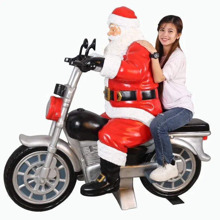 1.5m Santa On Motorbike Commercial Christmas Display Prop