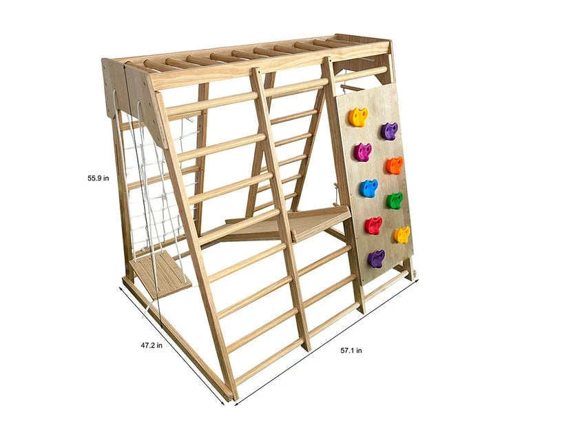 Avenlur Magnolia 7-in-1 Real Wood Playset | Indoor & Outdoor Climbing Gym for Kids