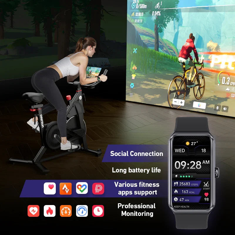 DeerRun S500 Pro King Size Indoor Exercise Bike for Tall Riders 32 Magnetic Adjustable Resistance, LED Screen