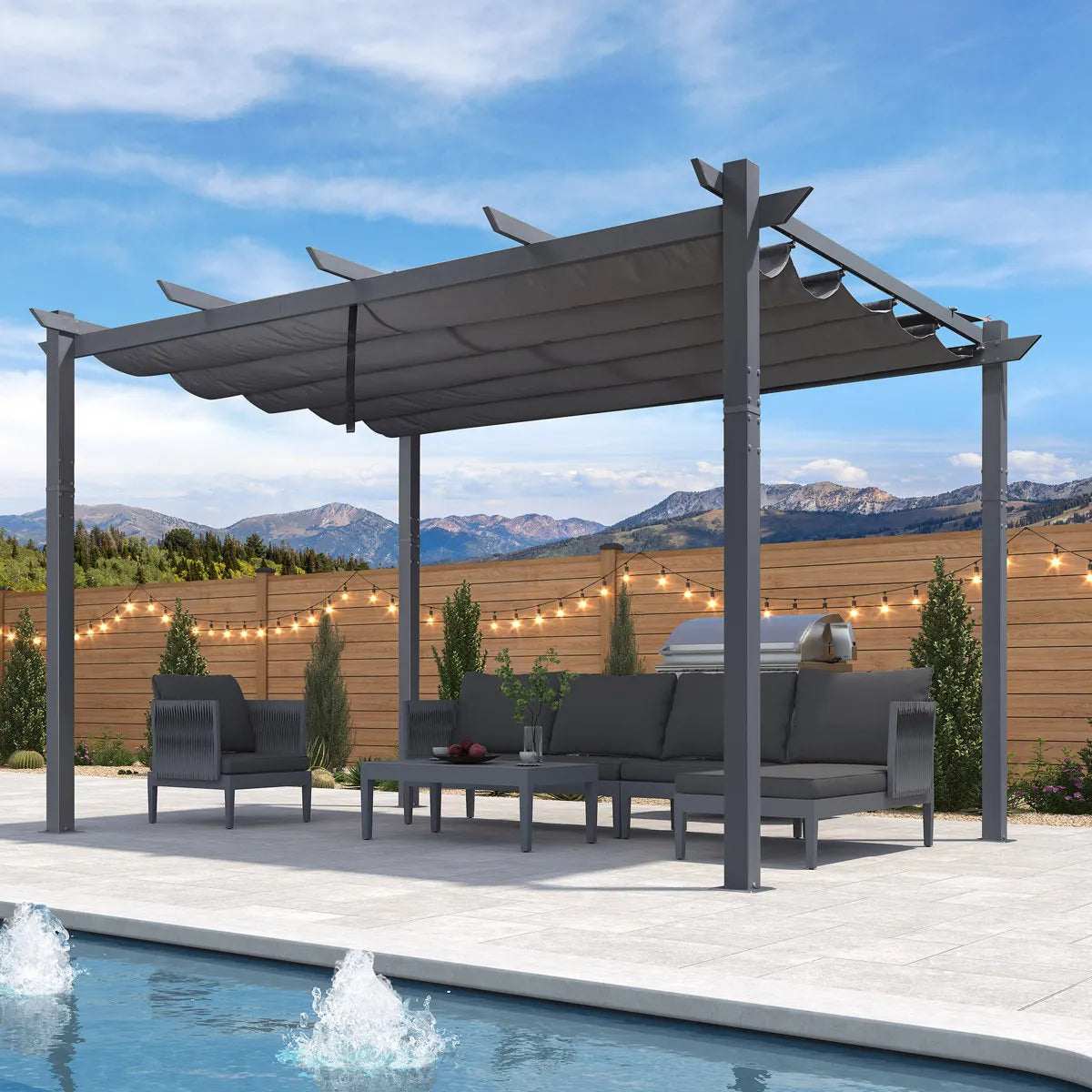 4m x 3m Aluminum Pergola Grey