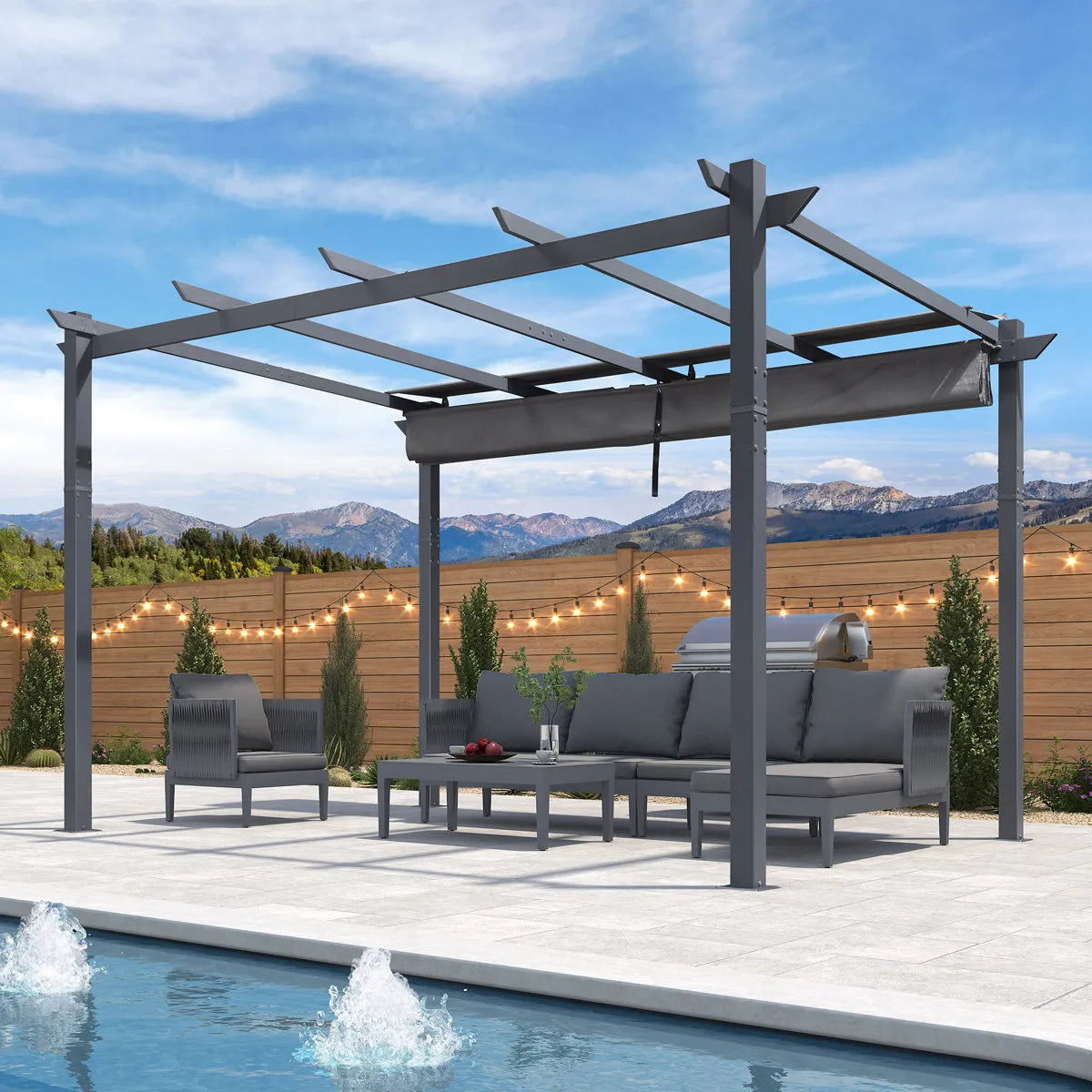 4m x 3m Aluminum Pergola Grey