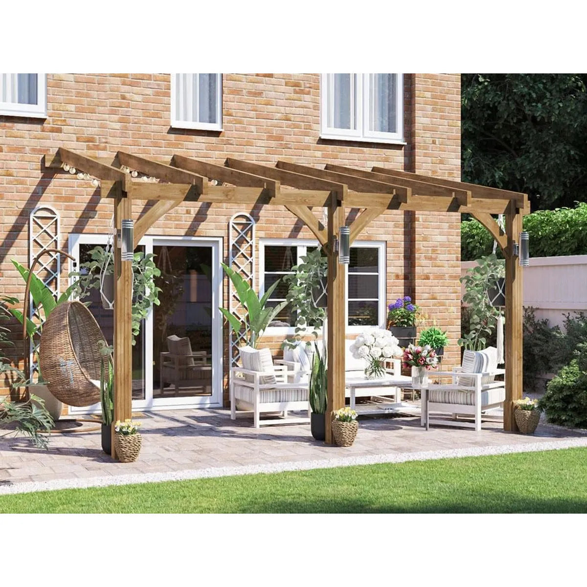 Dunster House Wooden Lean To Pergola Kit