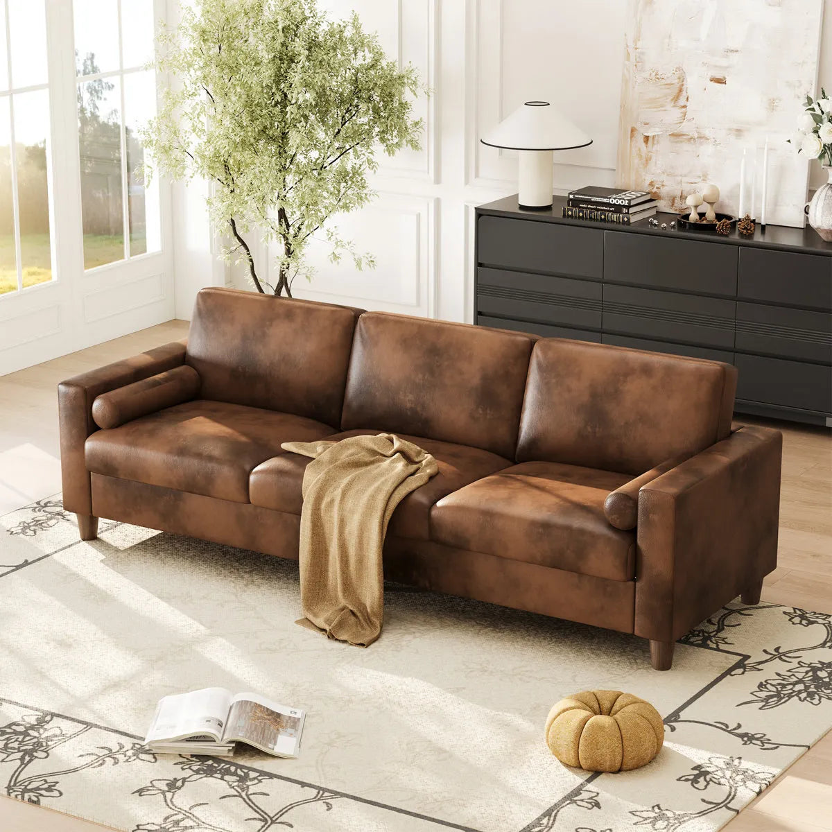3 Seater Faux Leather Sofa