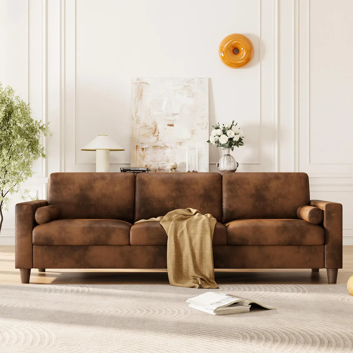 3 Seater Faux Leather Sofa