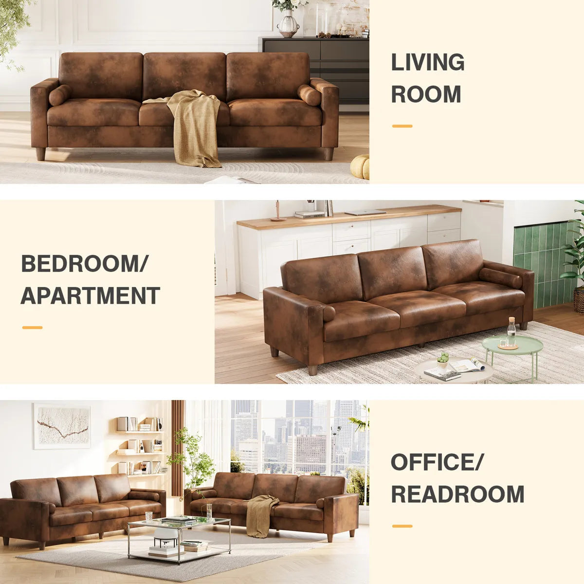 3 Seater Faux Leather Sofa