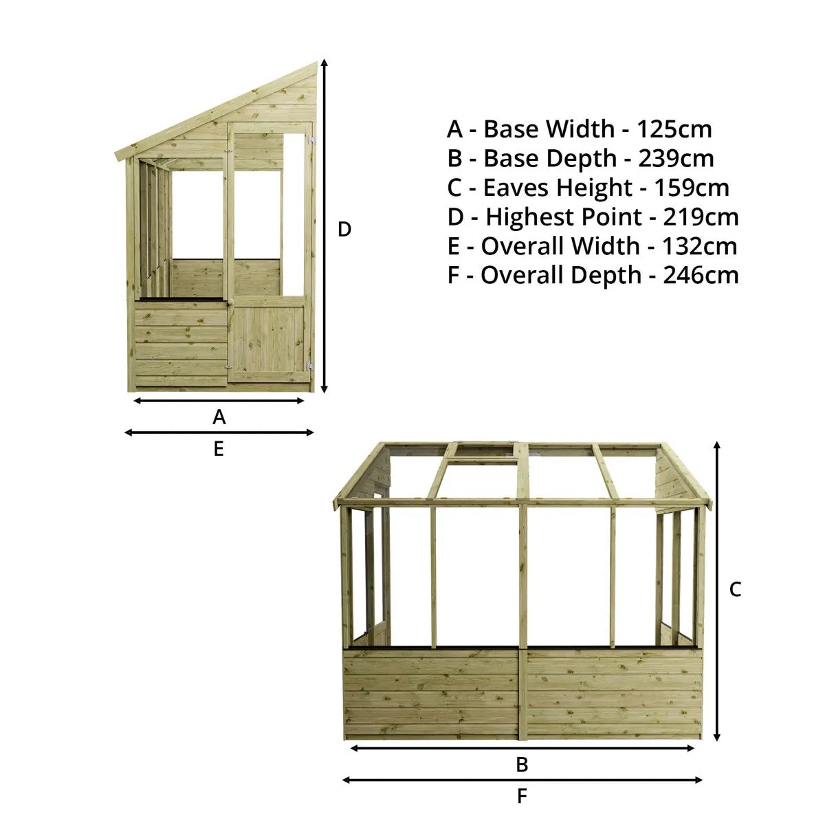 Mercia 8 x 4ft Traditional Lean Too Greenhouse