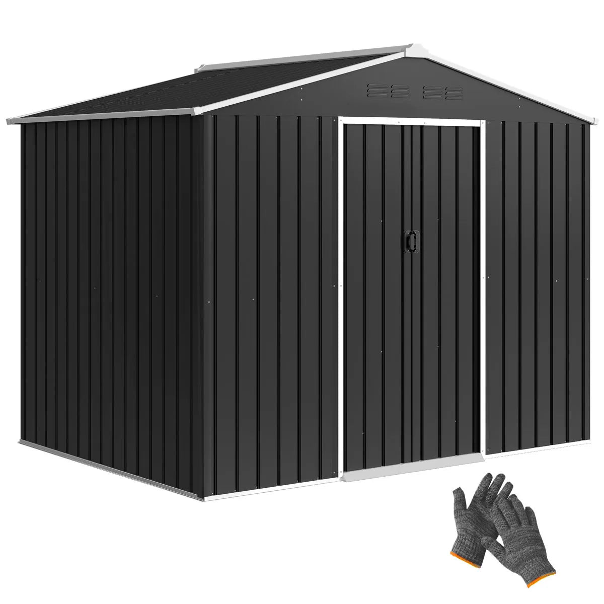 Outsunny 7.7 x 5.6ft Metal Garden Shed with Ventilation Slots