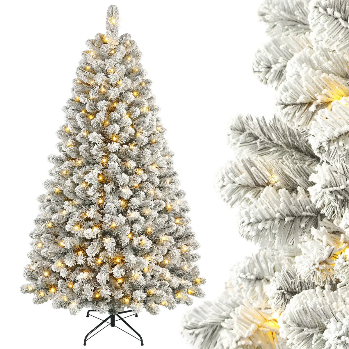 Pre Lit Christmas Tree Snow Flocked with 13 Modes