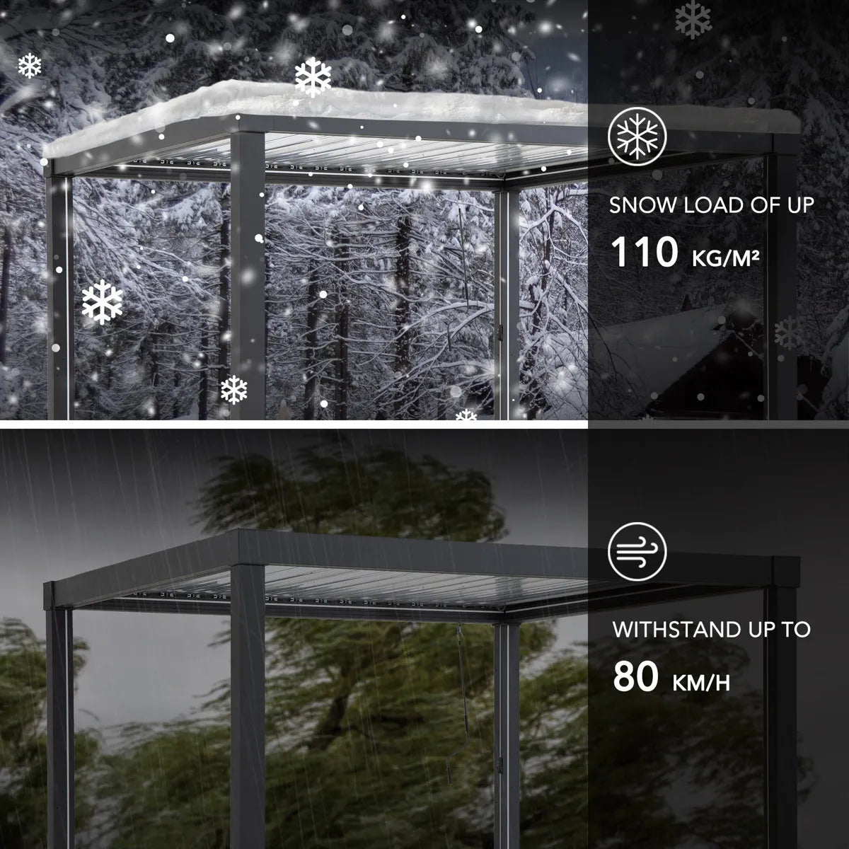 Sunjoy 3m x 3m or 3m x 4m Electric Louvered Pergola with Solar LED Lights