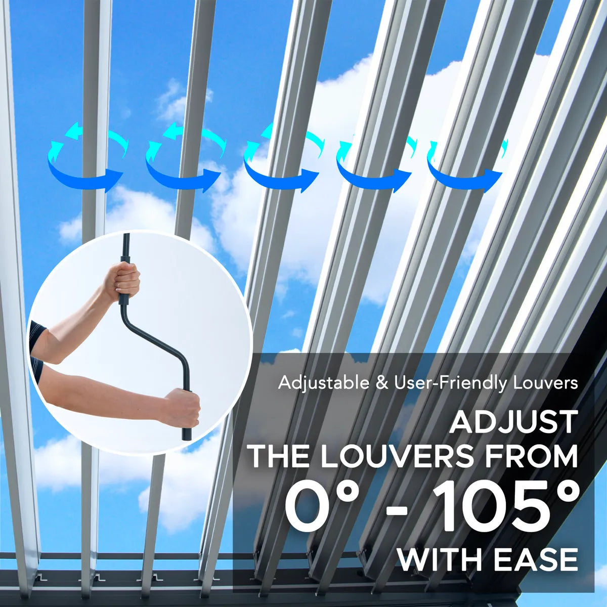 Sunjoy 3m x 3m or 3m x 4m Electric Louvered Pergola with Solar LED Lights
