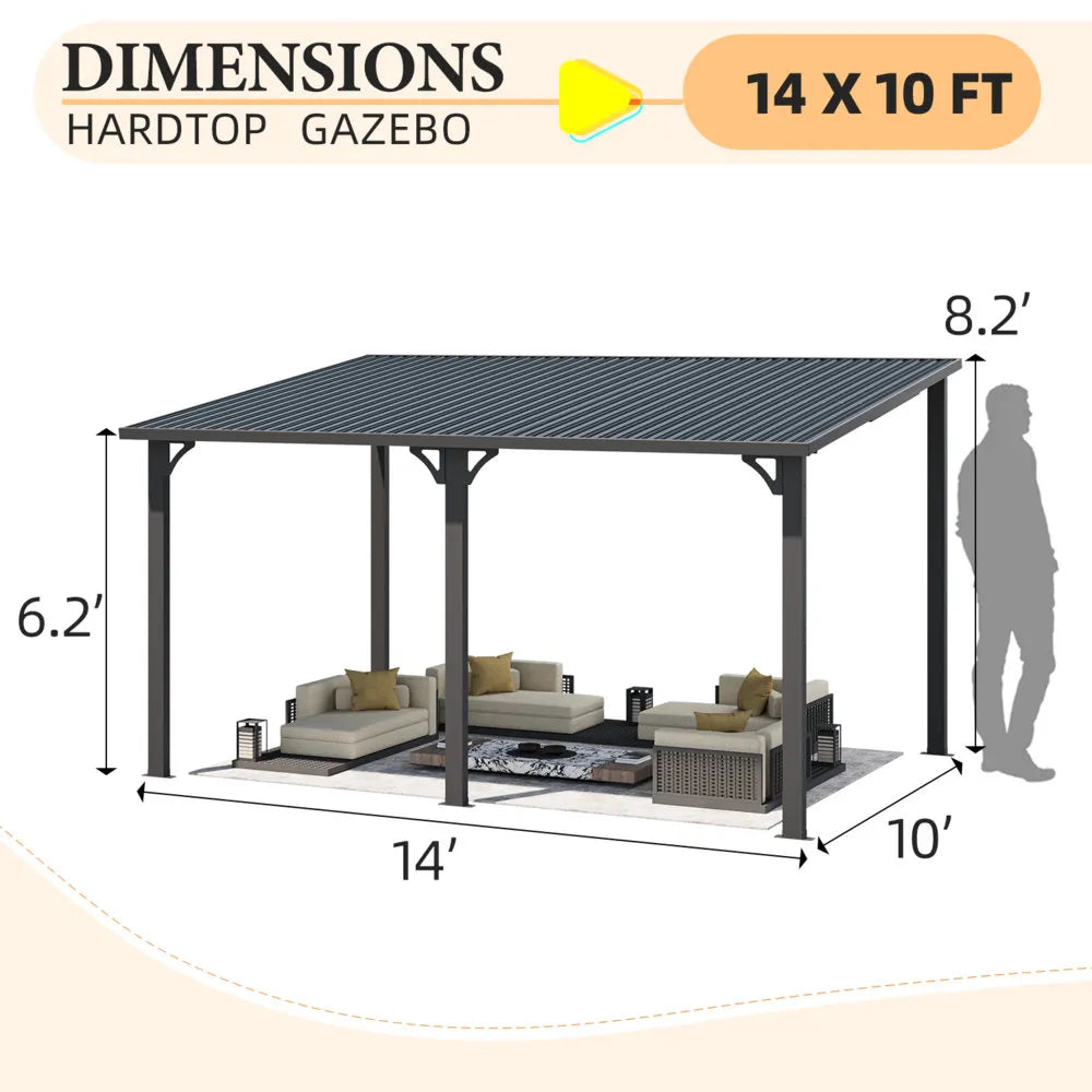 Hardtop Gazebo With Galvanized Steel Sloping Roof