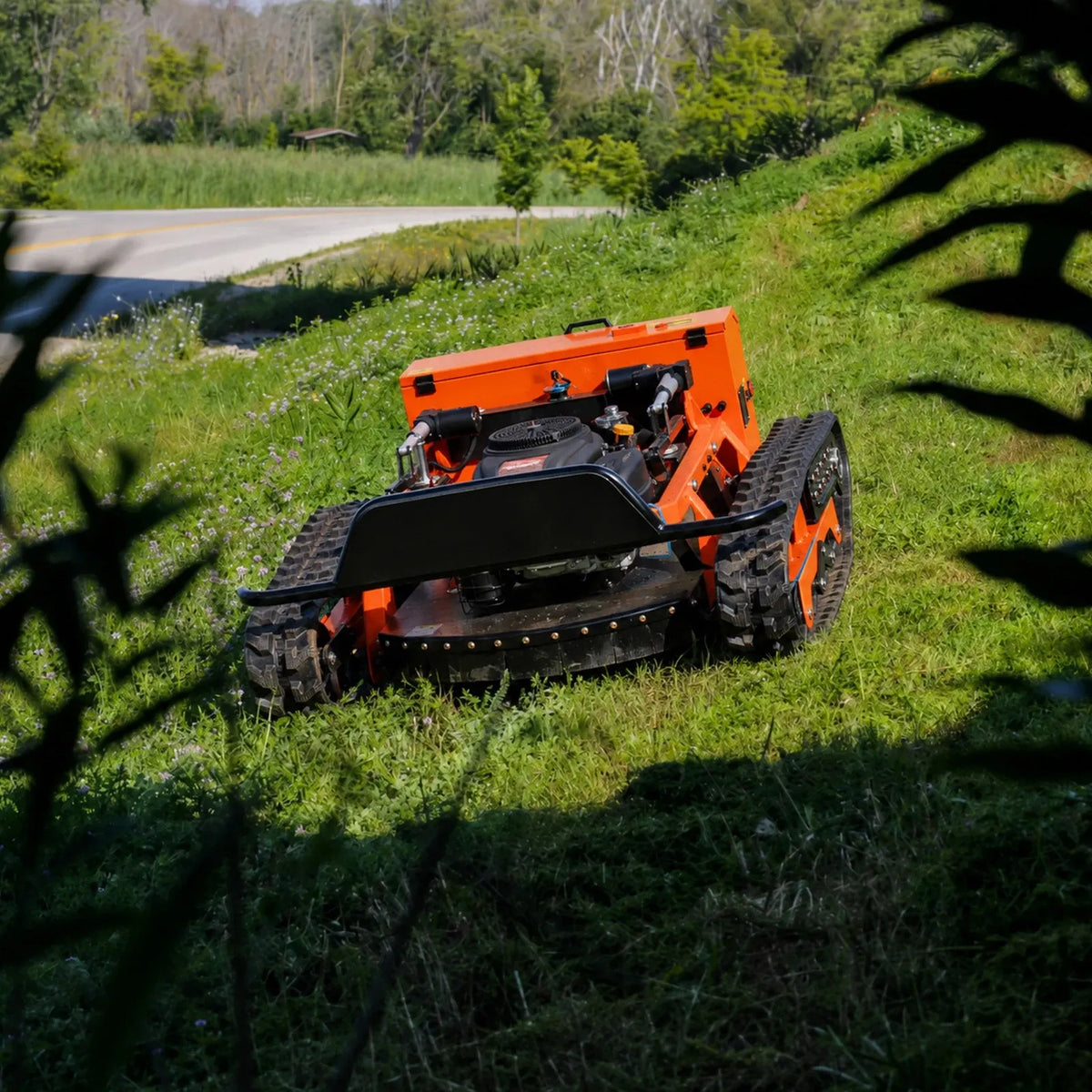 Deepkron 800mm Remote Control Brushless 608cc Gas Robot Lawn Mower Tank Tracks 50 Slope