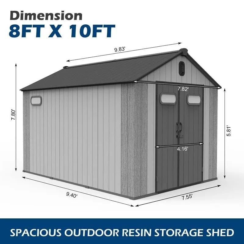 Outdoor Resin Storage Shed Waterproof Plastic Garden Shed with Lockable Door