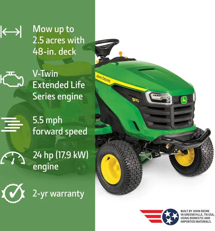 John Deere E170 25-Hp V-Twin Side By Side Hydrostatic 48-In Riding Lawn Mower With Mulching Capability