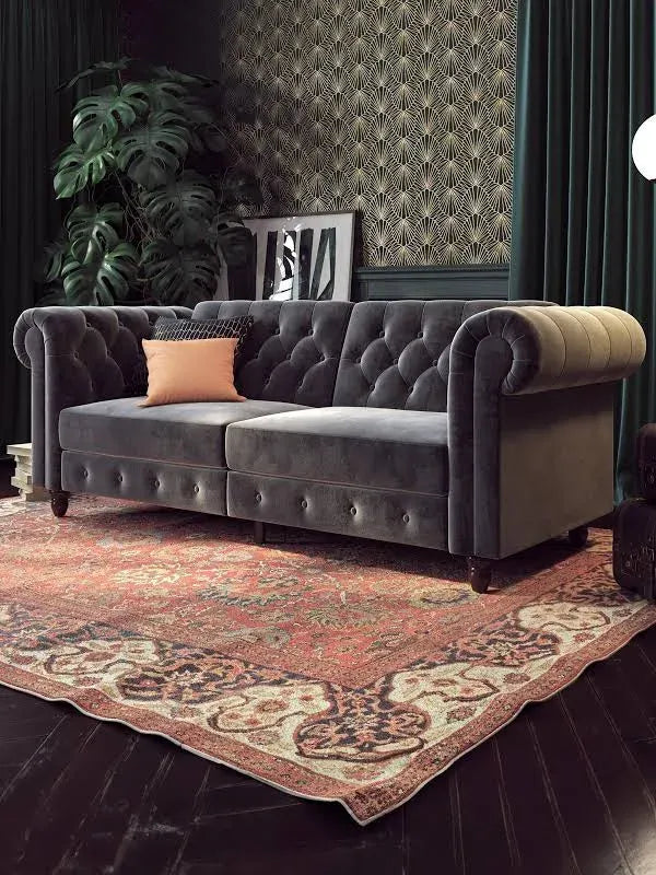 Dorel Felix Chesterfield Sofa Bed Velvet