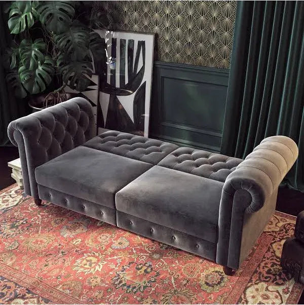 Dorel Felix Chesterfield Sofa Bed Velvet