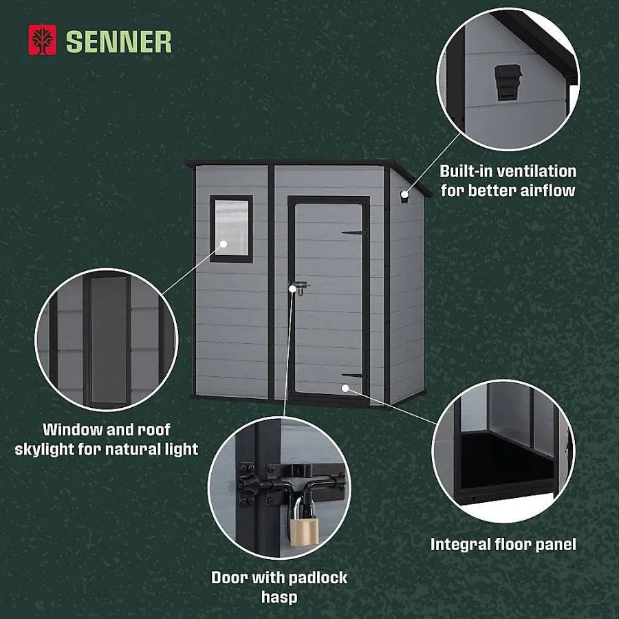 Klikstrom Senner 6×4 ft Pent Grey Shed With Floor & 1 Window