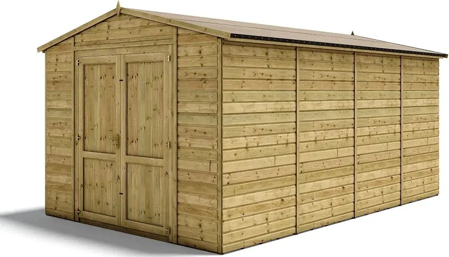 Pressure Treated Heavy Duty Garden Workshop Shed Tongue and Groove Windowless Double Doors