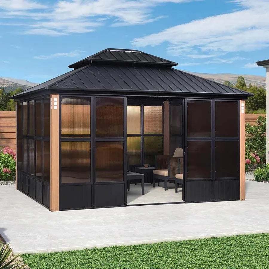 PURPLE LEAF Sunroom Hardtop Gazebo Luxurious Outdoor Living Space