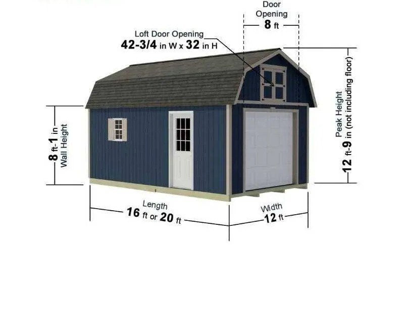 Best Barns Tahoe 12×20 Wood Storage Garage Shed Kit
