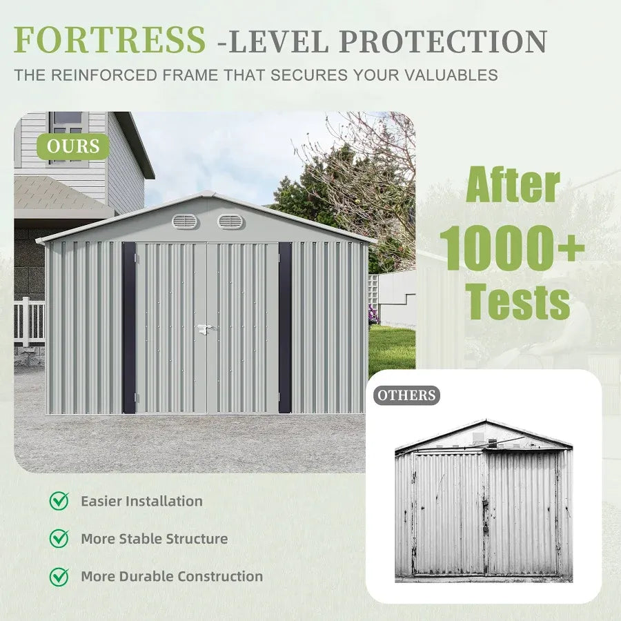Mondawe 10-ft x 12-ft 3 Lockable Doors Metal Storage Sheds