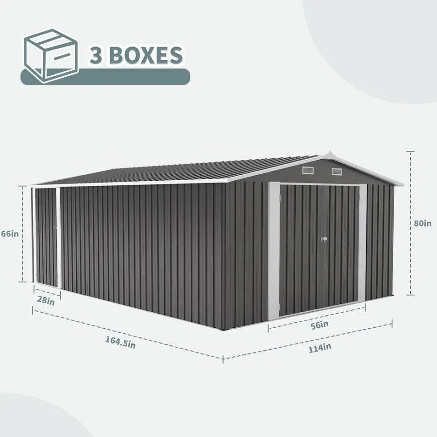 Mondawe 10-ft x 12-ft 3 Lockable Doors Metal Storage Sheds