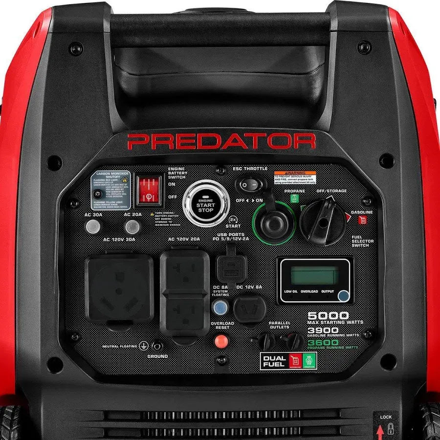 Predator 5000 Watt Dual-Fuel Super Quiet Inverter Generator with Remote Start and CO Secure Technology