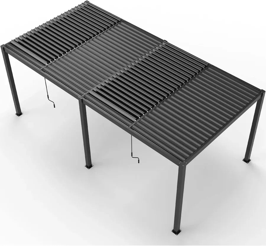 10x19ft Pergola with Aluminum Frame Adjustable Louvered Roof for Deck