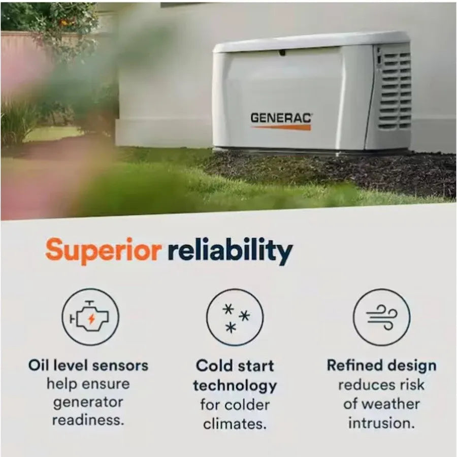 Safford Equipment GENERAC Guardian 18kW Home Standby Generator W/WiFi + 200ASE Transfer Switch